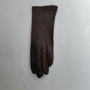 Ladies SZ 6-1/2 Brown Leather Gloves